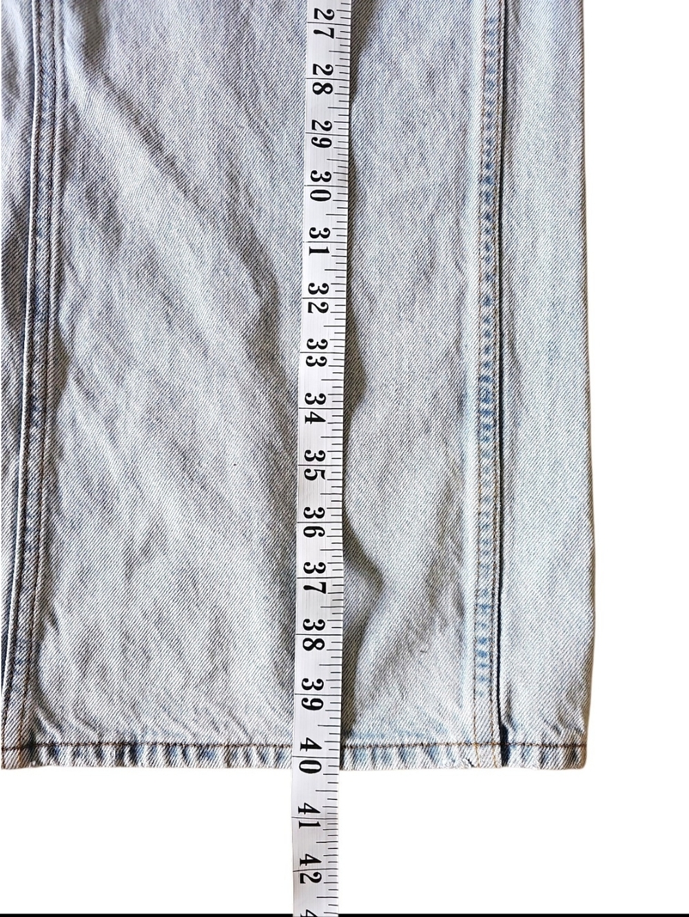 Denim Forum The '90s Pencil Maxi Denim Skirt High Rise BLeach Bleu Size 28 - Picture 12 of 15